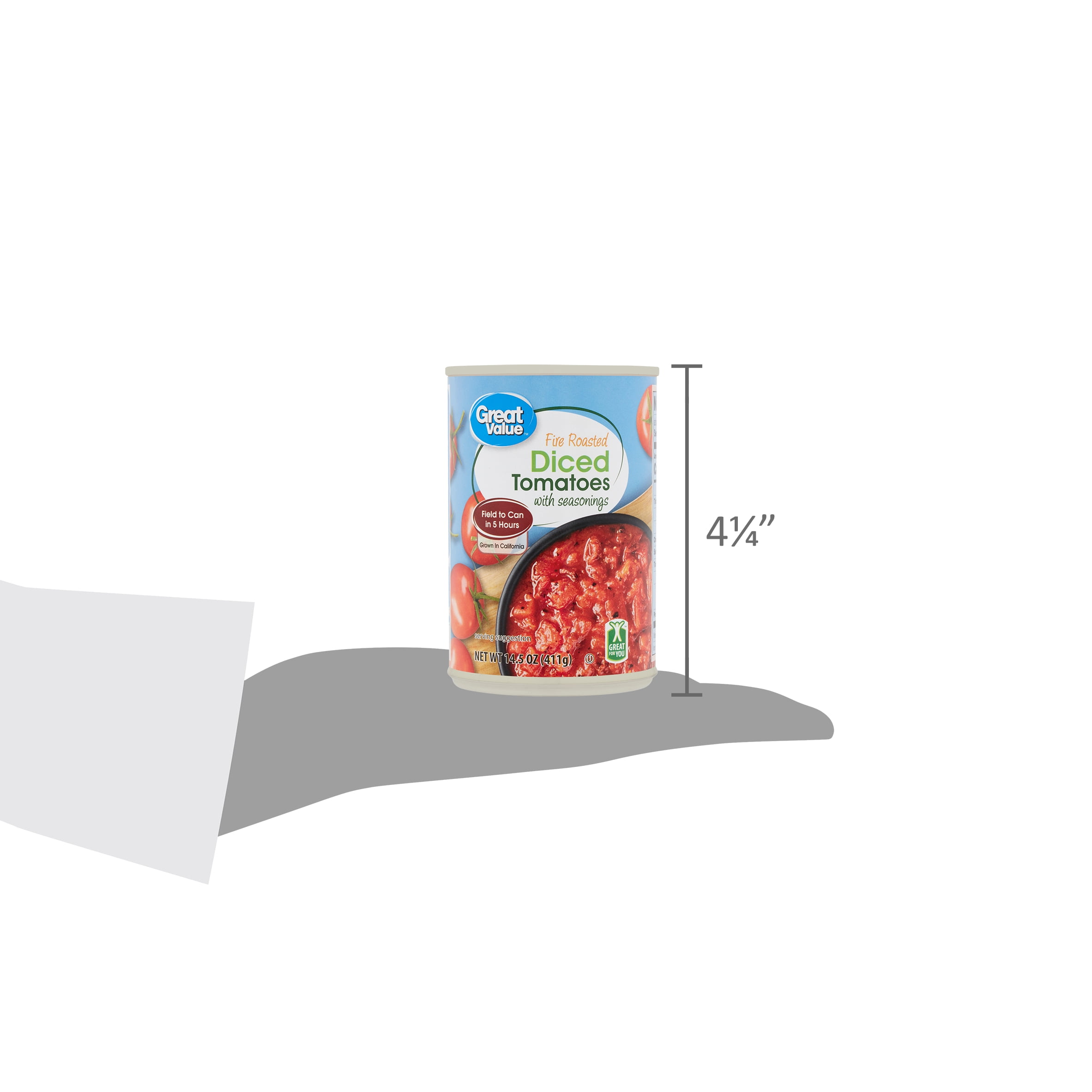 (12 pack) Great Value Fire Roasted Diced Tomatoes, 14.5 oz