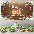 thumbnail image 5 of Elegant Design Happy 50th Anniversary Floral Wooden Banner for Milestone Celebration Wedding Party, 5 of 9