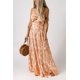 thumbnail image 3 of ABPHQTO Vestido largo sin tirantes con estampado floral recortado con junta tórica naranja para mujer, 3 of 5