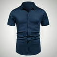 thumbnail image 1 of pstuiky camisetas para hombre, Camisa informal de negocios de color liso con solapa y botones de manga corta para hombre camisetas de hombre s, 1 of 6