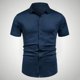 thumbnail image 1 of pstuiky camisetas para hombre, Camisa informal de negocios de color liso con solapa y botones de manga corta para hombre camisetas de hombre s, 1 of 6