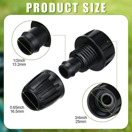 XUERUI-15 Pack 1/2 Inch Drip Irrigation Tubing Faucet Adapter 3/4 to 1/2 Garden Hose Connector Drip Irrigation Fittings Plastic 3/4 Inch Faucet Adapter for Outdoor Garden