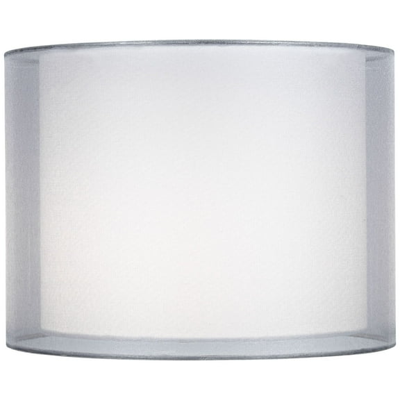 Springcrest Silver and White Double Sheer Small Drum Lamp Shade 12" Top x 12" Bottom x 9" High (Spider) Replacement with Harp and Finial