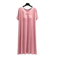 thumbnail image 3 of Swuxness Women's Short Sleeved Casual Nightgowns V Neck Built in Bra Pleated Front Soft Long Pajamas Dress, 3 of 4