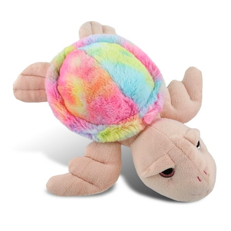 DolliBu Rainbow Pink Sea Turtle Stuffed Animal – Soft Huggable Turtle Stuffed Toy Adorable Playtime Ocean Plush Toy Cute Cuddle Gifts Super Soft Plush Doll Animal for Kids and Adults – 11 Inch
