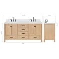 thumbnail image 5 of ARIEL Cambridge 72 Inch Double Rectangle Sink Bathroom Vanity With Carrara White Quartz Countertop 1.5 Inch Edge In Oak, 5 of 7
