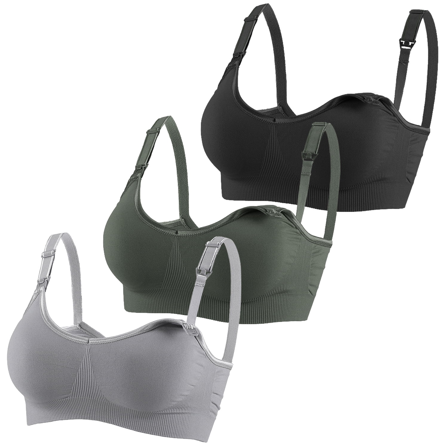 Almusen Womens Maternity Nursing Bra for Breastfeeding Comfortable Pregnant Sleep Bralette Pack of 3
