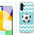 thumbnail image 1 of Slim-Fit TPU Fashion Phone Case for Samsung Galaxy A13 5G, with Tempered Glass Screen Protector, by OneToughShield ® - Chevron/Soccer, 1 of 3