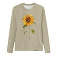 thumbnail image 3 of Brown Womens Tops Women's Sunflower Graphic T Shirt Long Sleeve Crewneck Pullover Tops Cute Casual Cotton Tee Tops Loose Blouses Shirts for Women, 3 of 3