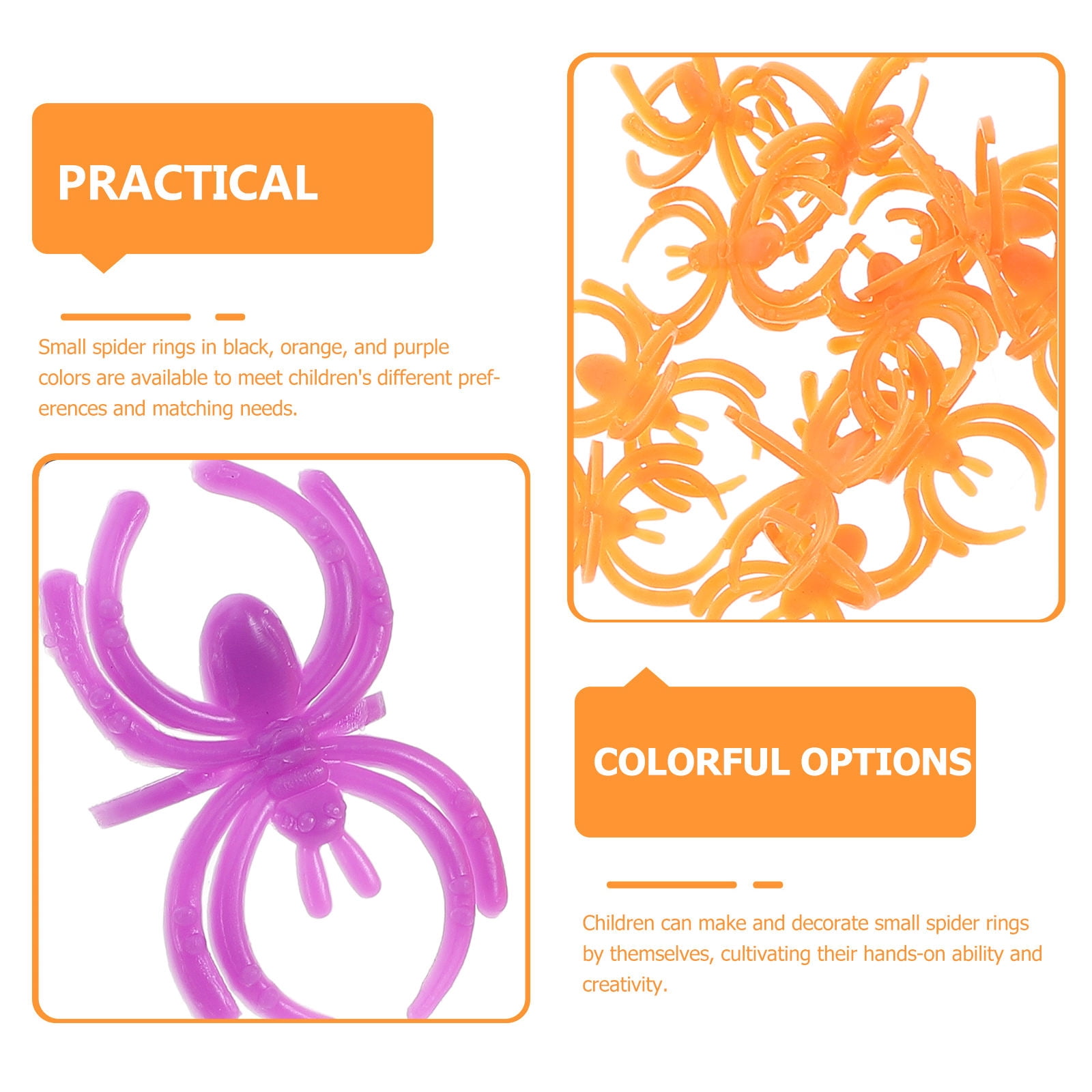 TABLZONE 60 Pcs Colorful Spider Rings Assorted Color Plastic for Spooky Decorations and Events