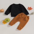 thumbnail image 3 of Baby Boys Pants Set  Long Sleeve Crew Neck Letters Pie Print Sweatshirt with Elastic Waist Sweatpants Infant Clothes, 3 of 7