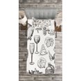 thumbnail image 3 of Ambesonne Wine Quilted Bedspread Set 2 Pcs, Gourmet Wine Set Sketchy, Twin Size, Charcoal Grey White, 3 of 3