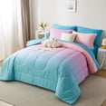 thumbnail image 2 of Davulos Girls Comforter Set Twin Size 5 Pieces Bed in a Bag,Rainbow Ombre Bedding Collections Microfiber Comforter Set with Sheet for Teen Women, 2 of 8