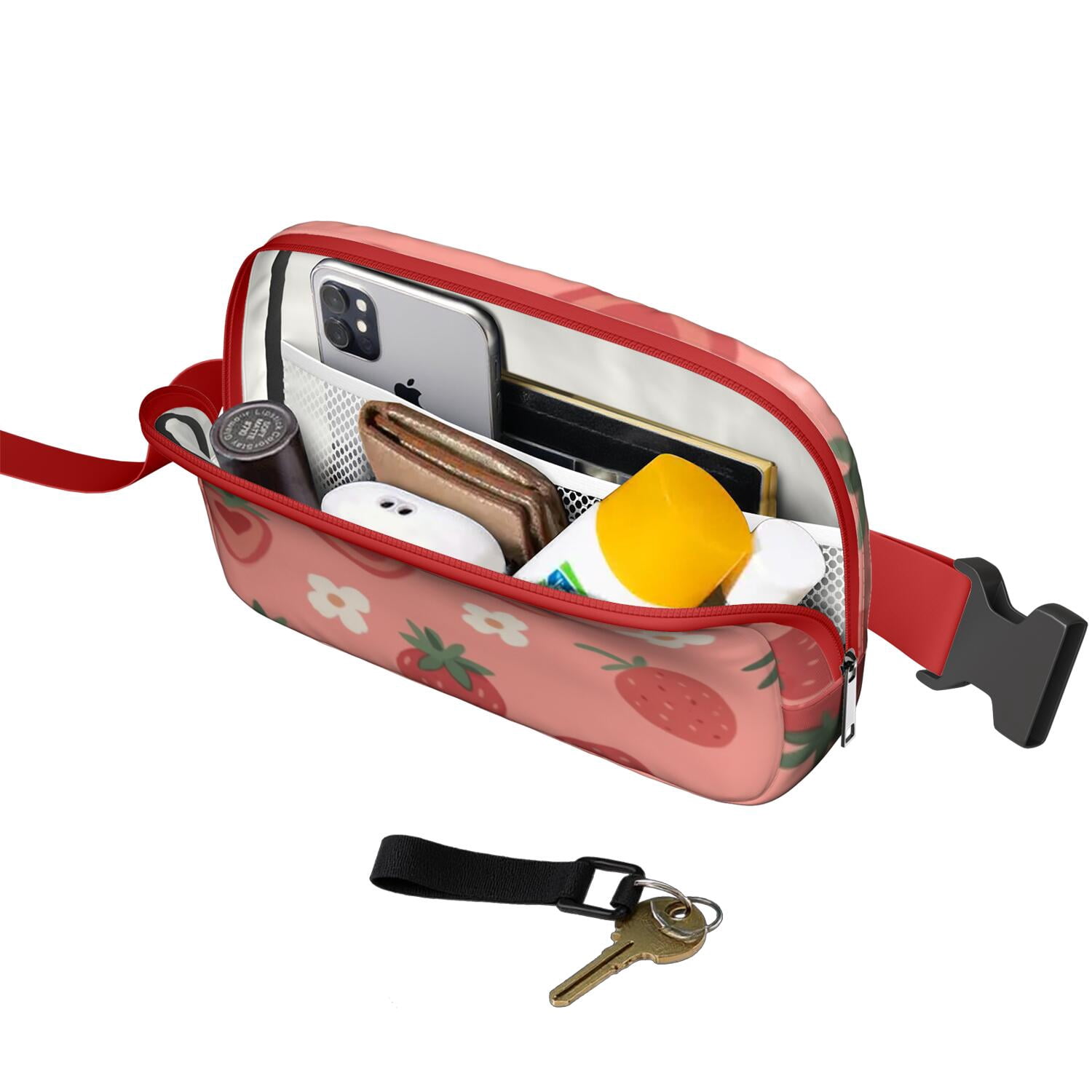 Crossbody Fanny Pack for Men&Women Waist Bag & Hip Bum Bag with Adjustable Strap for Casual Running Hiking Cycling Strawberry Sporty Waist Pack