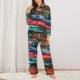 thumbnail image 2 of Lsque Tropical Vacation Essentials Pattern Long Sleeve Pajama Set for Women - Soft 2-Piece Sleepwear and Loungewear Set with Pockets, Comfy Nightwear-Large, 2 of 7