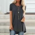 thumbnail image 2 of Savings Clearance 2025! asdoklhq Womens Plus Size Clearance $5,Women Plus Size Round Neck Short Sleeved Long T-Shirt Blouse, 2 of 8