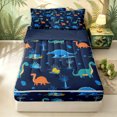 thumbnail image 2 of Erosebridal Cartoon Prehistoric Zipper Full Size Comforter Sets with Fitted Sheet and 2 Pillowcases for Boys Men, Dinosaur Plant Print Zipper Bedding Set, Navy Reversible, 4 Pieces, 2 of 7