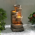 thumbnail image 3 of Teamson Home 33.27" Water Fountain with LED Lights, Brown, 3 of 14