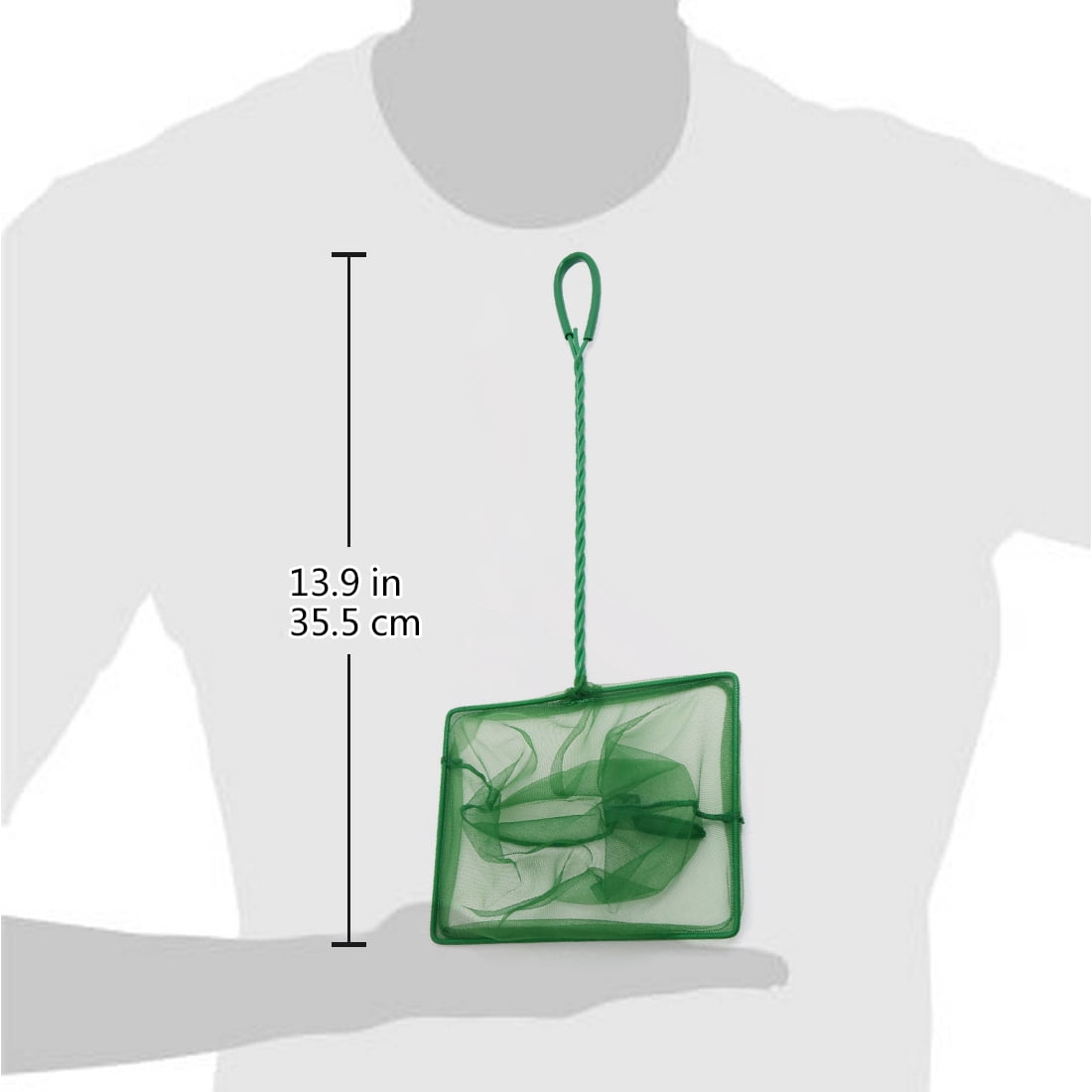 Unique Bargains 1pc Plastic Coated Handle Fish Shrimp Landing Net for Aquarium Green