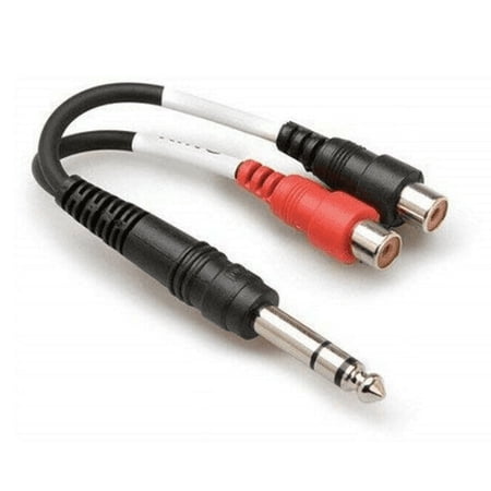 UPC: 0728736015012 | Hosa YPR-102 Stereo 1/4  Male TRS to Dual RCA Female Stereo Breakout Y-Cable 6 in.