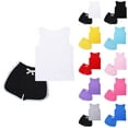 thumbnail image 7 of Toddler Girl's 4 Piece Outfits Sleeveless Tie Knot Tank Top Summer Short Sets 2-10Y Toddler Baby Girl Summer Clothes Set OutfitGirls Clothing Sets Size 6, 7 of 7