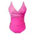thumbnail image 4 of Leey-World Plus Size Tummy Control Halter One-Piece Swimsuit Pink,M, 4 of 5