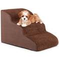 thumbnail image 1 of Gymax 3 Tiers Foam Dog Ramps/Steps Non-Slip Dog Steps for Beds Or Couches Coffee, 1 of 10