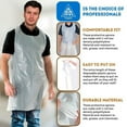 thumbnail image 3 of Pack of 1000 White Poly Disposable Aprons 28 x 42. Thickness 1 Mil. Low Density Polyethylene 28x42. Safety Aprons for Food Handling, Food Service, Cleaning, Maintenance. Wholesale price, 3 of 9
