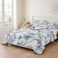 thumbnail image 2 of Queen Quilt Set 90''x96'', Blue Floral Birds Lightweight Summer Bedspread Coverlet Set with 2 Pillow Shams, Farmhouse Flowers Pastoral Breathable All Season Quilt Bedding for Bedroom/Guest Room, 2 of 9