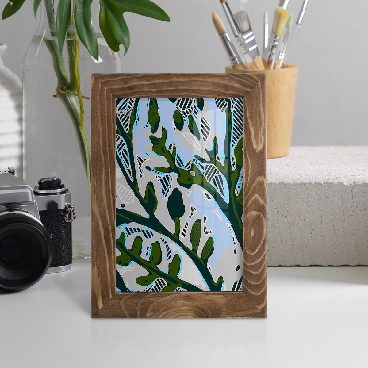 Abstract Tree Limbs II -Framed Print w/glass-Walnut