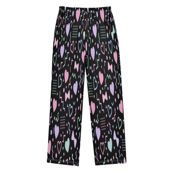 Boys Long Pajama Pants Soft Sleepwear Kids Lounge PJ Bottoms with Side Pockets for Home Heart and Zigzag Patterns Small