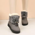 thumbnail image 2 of RUIYANQI Women's Faux Fur Lined Ankle Boots Tassel Decorated Winter Footwear Warm Slip On Shoes Comfortable Casual Snow Boots Stylish Cold Weather Design Gray Women Sandal, 2 of 5