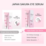 2-in-1 Sakura Eye Serum and Eye Roller, Eye Massager Roller Lifting, Eye Cream for Nourishing Relieve Eye Bags, Dark Circles, and Puffiness, Fine Lines, Under Eye Treatment Cream