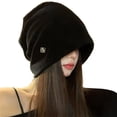 thumbnail image 5 of Women's Oversized Slouchy Knit Beanie, Extra Large Loose Winter Hat, Thickened Double Layer Cold Weather Cap for Big Head, Daily Casual Wear and Gift Black, 5 of 6