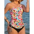 thumbnail image 4 of Charmo Womens One Shoulder Tankini Tops Side Tie Ruched Swimsuit Tops Only(No Bottoms), 4 of 8