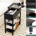 thumbnail image 4 of End Table with Charging Station, Flip Top Side Table with USB Ports and Outlets, Sofa Couch Table Bedside Table for Living Room Bedroom, Narrow Nightstand with Storage Shelves for Small Space, 4 of 15