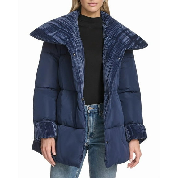 Andrew Marc womens  Emerson Belted Wrap Coat, xs, Blue