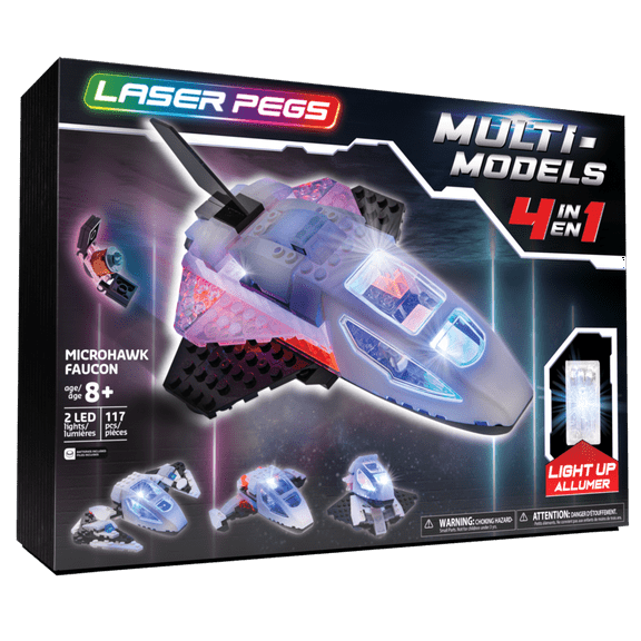New Laser Pegs Light-Up 4-In-1 MicroHawk Mini Construction MultiModel Set 52005