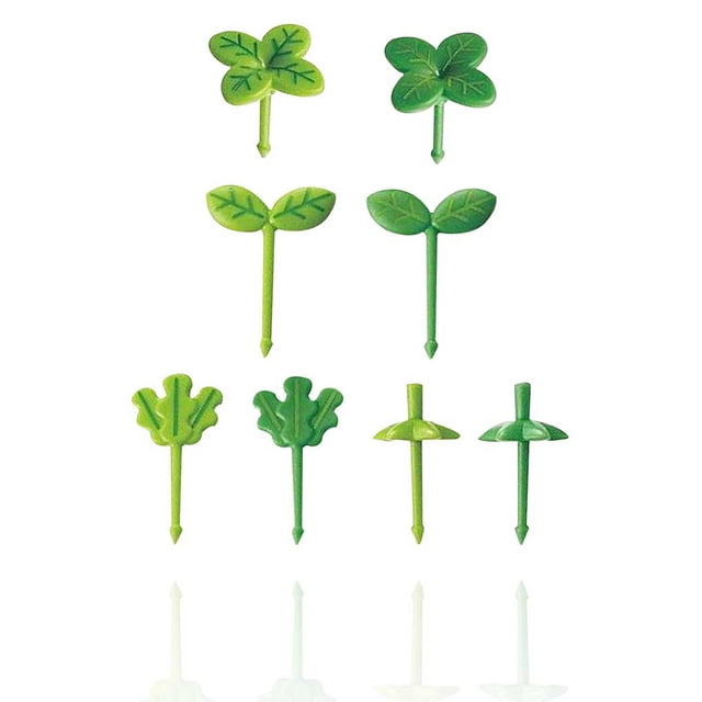 Injueey Pack of 8 Fruit Forks Plastic Buffet Washable Food Party Cake Picks Kindergarten Leaves Cupcake Toothpicks Snack Dessert Type3