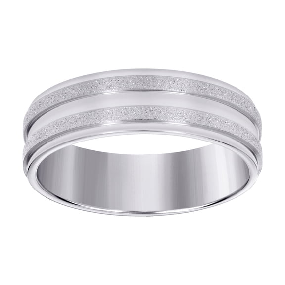 Stainless Steel Mens Stone Finish Grooved Comfort-fit Wedding Band 7mm Size 10 Wedding Band for Men
