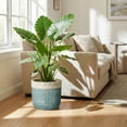 thumbnail image 6 of Ordivic 10 Inch Blue Ceramic Planter with Drainage Hole – Large Round Flower Pot for Monstera, Fiddle Leaf Fig, Outdoor Gift, 6 of 7
