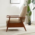 thumbnail image 3 of Terni Wood Arm Push Back Recliner in Performance Fabric - Rawhide Beige, 3 of 13