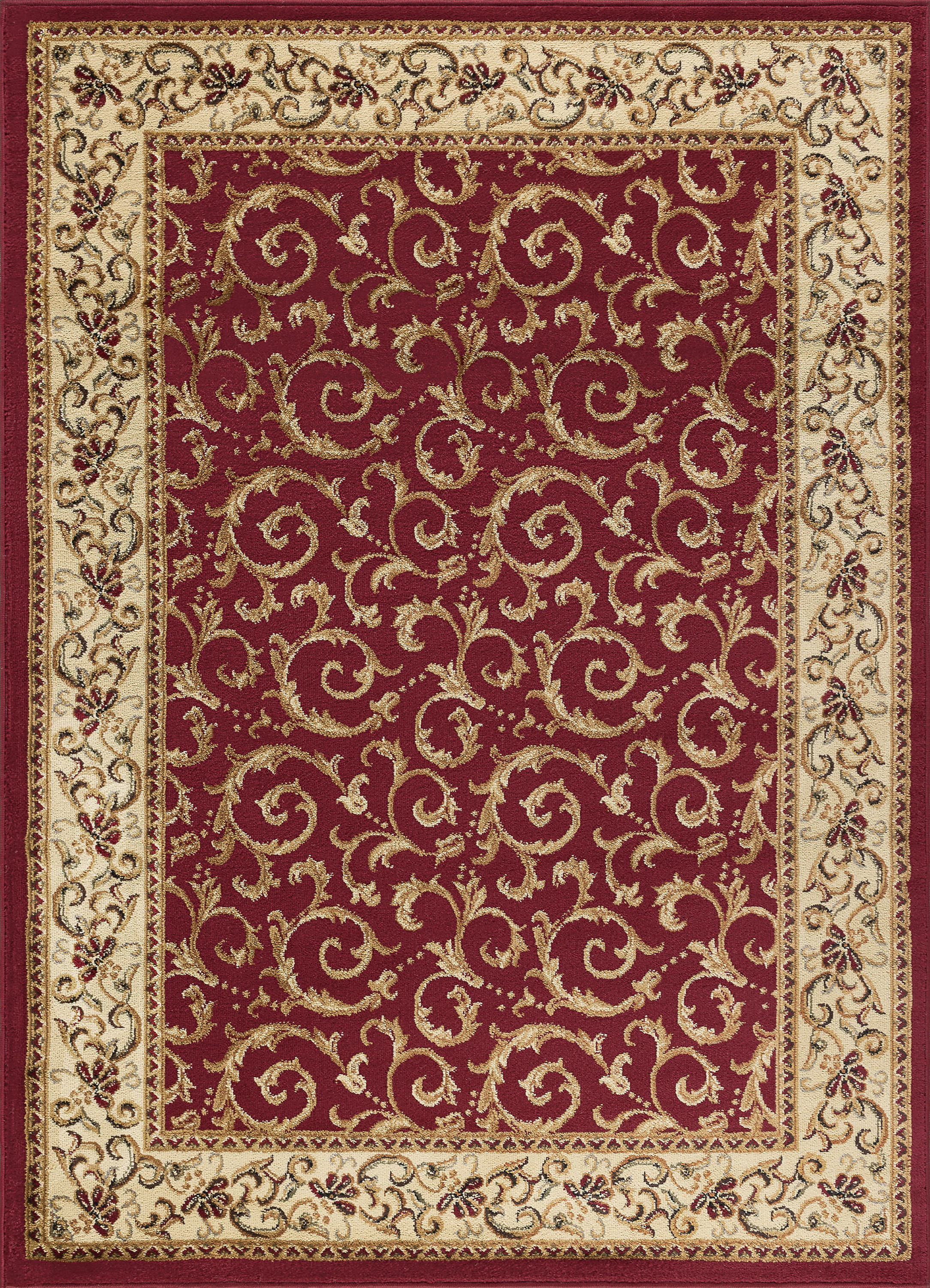Transitional 9x13 Area Rug (8'9'' x 12'3'') Oriental Red, Beige Living Room Easy to Clean