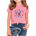 thumbnail image 1 of T-Shirt Graphique à Manches Courtes et Col Rond pour Enfants, Imprimé Drapeau Britannique, Mélange Doux de Polyester et Spandex, Haut Décontracté Respirant, Lavable en Machine, pour Garçons et Filles, 1 of 4