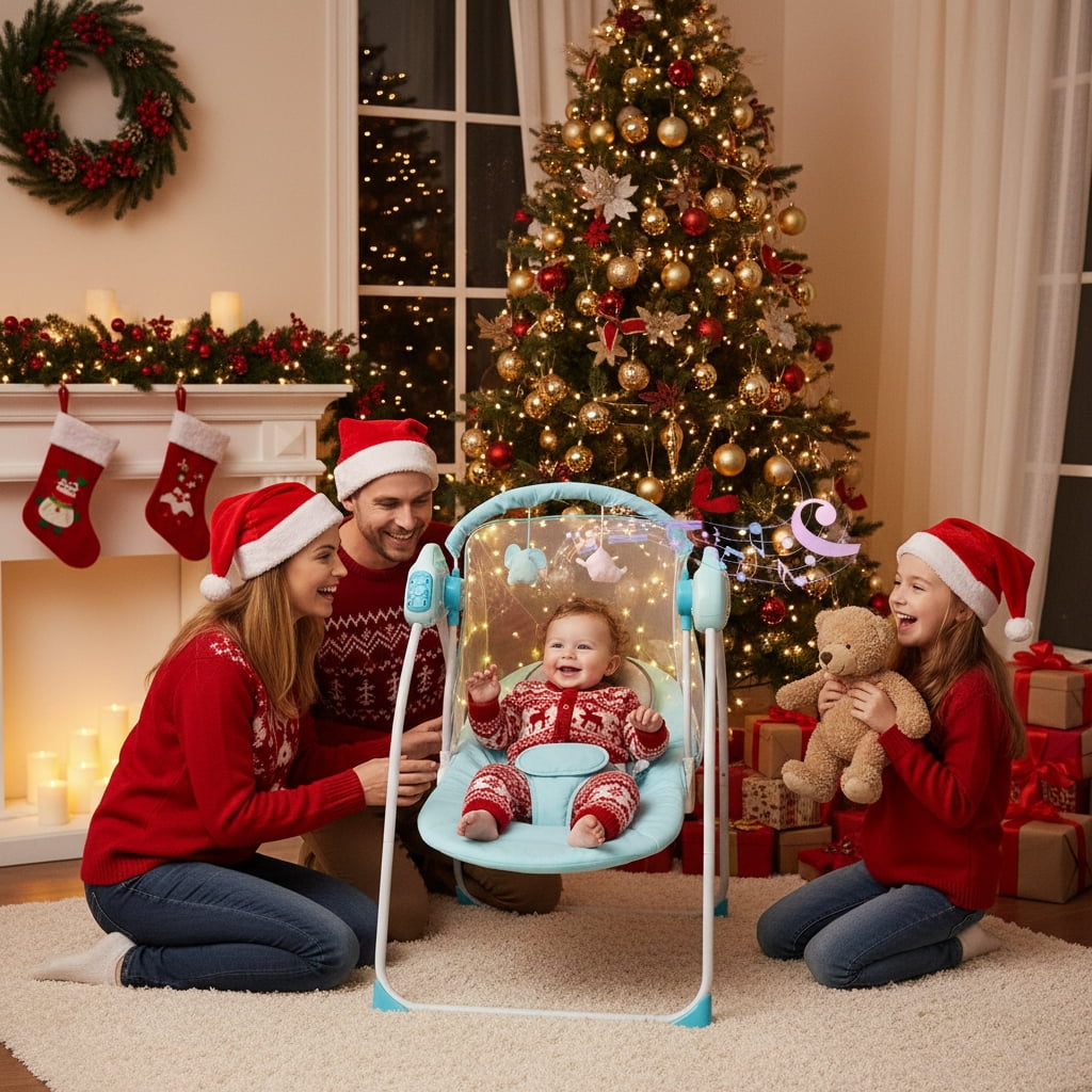 JieC Electric Baby Swing with Toy, Unisex, Suitable for Newborns From 0-36 Months,Blue