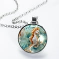 thumbnail image 2 of Hippocampus Glass Circular Pendant Necklace - Stylish Jewelry Necklaces for Women, 2 of 5