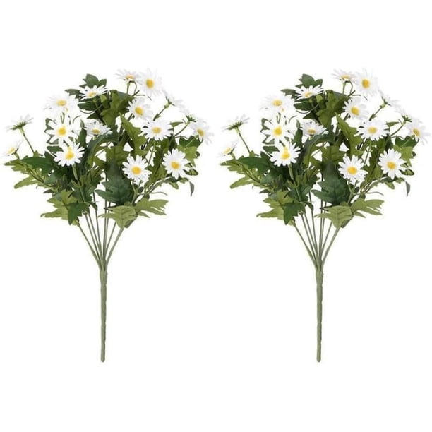 Ramo de flores de margaritas de seda artificial para el hogar, centros de mesa, decoración, color blanco, 2 uds.
