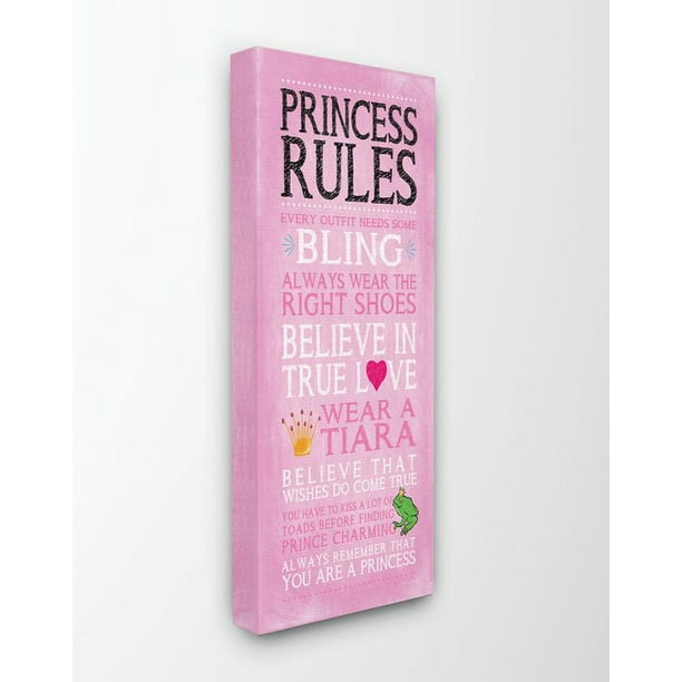 The Kids Room by Stupell Pink Princess Rules Canvas Wall Art by