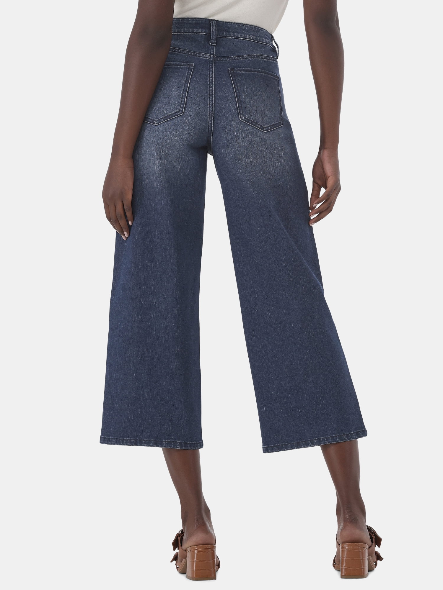 Time and Tru Women's Cropped Wide Leg Jeans, 26" Inseam, Sizes 0-22