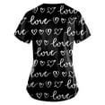 thumbnail image 3 of YDKZYMD Womens Fall Scrub Tops Love Heart Character Nurse Uniform Jogger Workwear Scrub Tops Short Sleeve with Pockets Petite Scrub Shirt Graphic Plus Size V Neck Scrubs Black 2XL, 3 of 3
